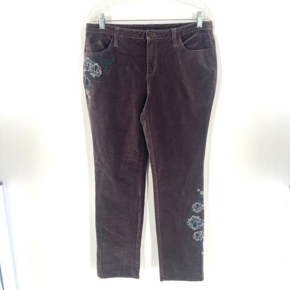 Sundance Velvet Straight Leg Pants Womens Sz 30 Gray‎ Floral Embroidered Cotton